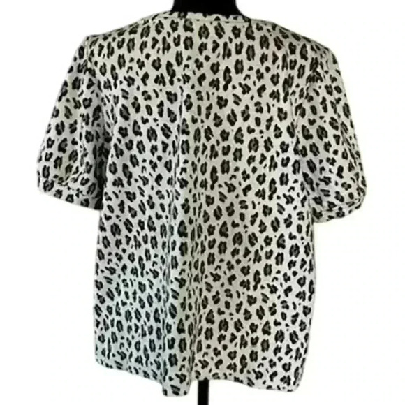 LOFT Plus Animal Print Puff Sleeve Top, size 14 - Picture 4 of 6